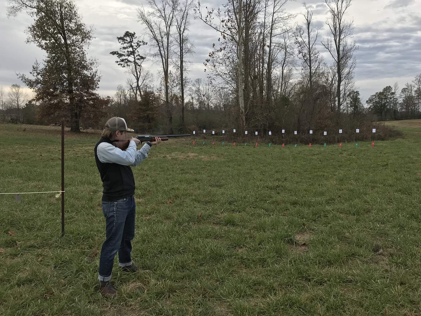son-in-law firing old 1963 Colt Auto at a Turkey Shoot