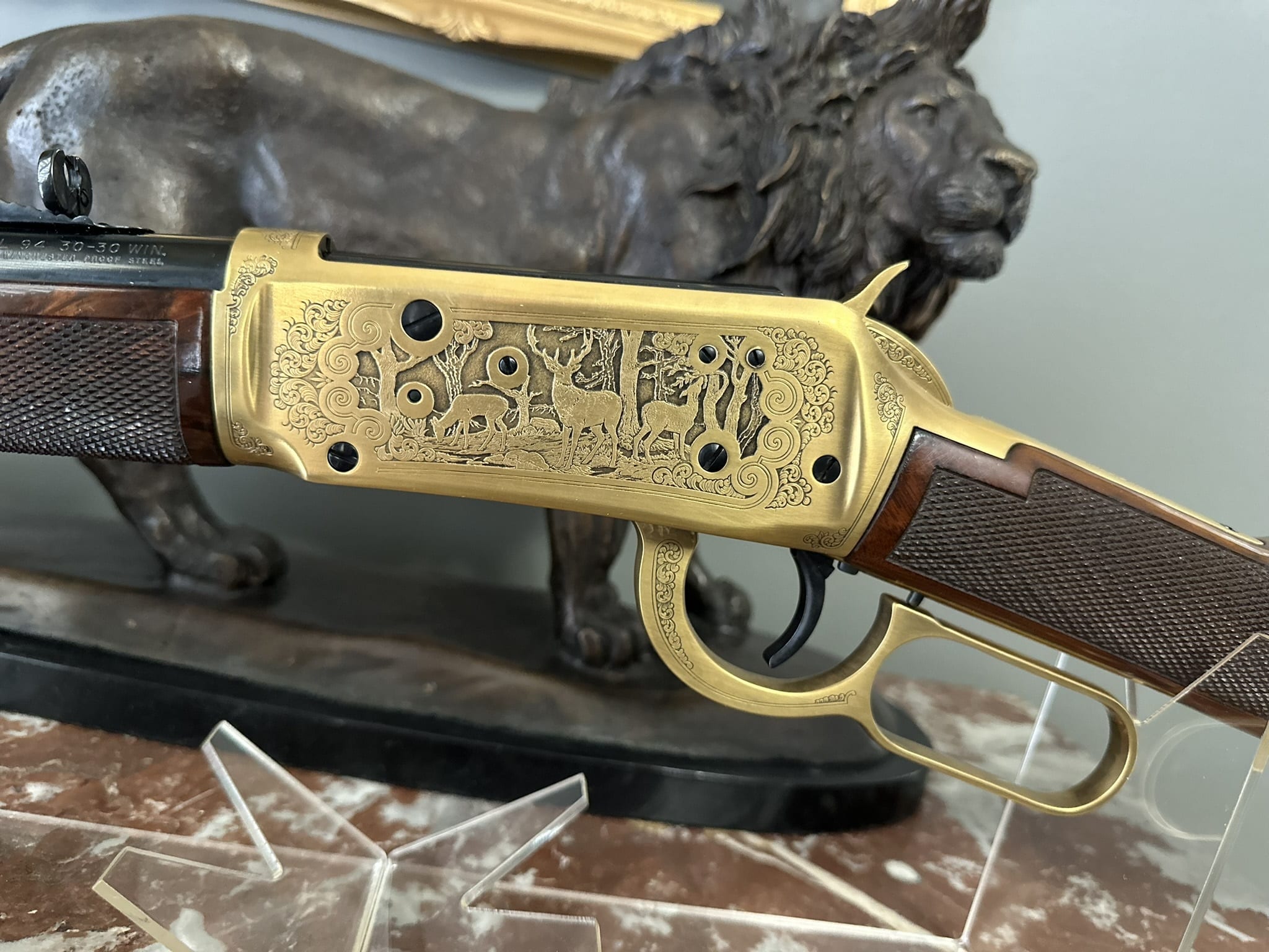 Left side of Winchester Model 94 rifle for serial number and collector identification