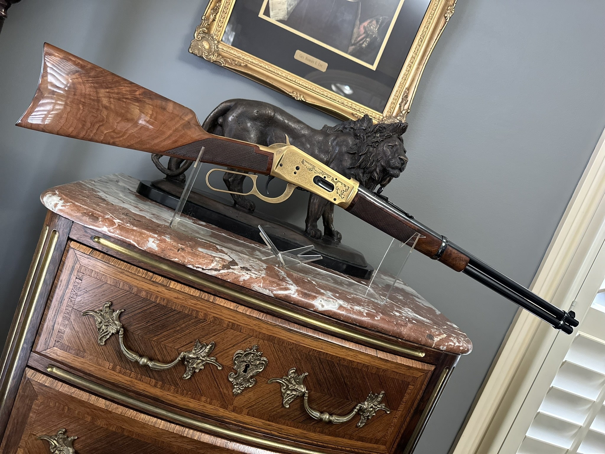 Right side of Winchester Model 94 rifle showing receiver and lever-action profile