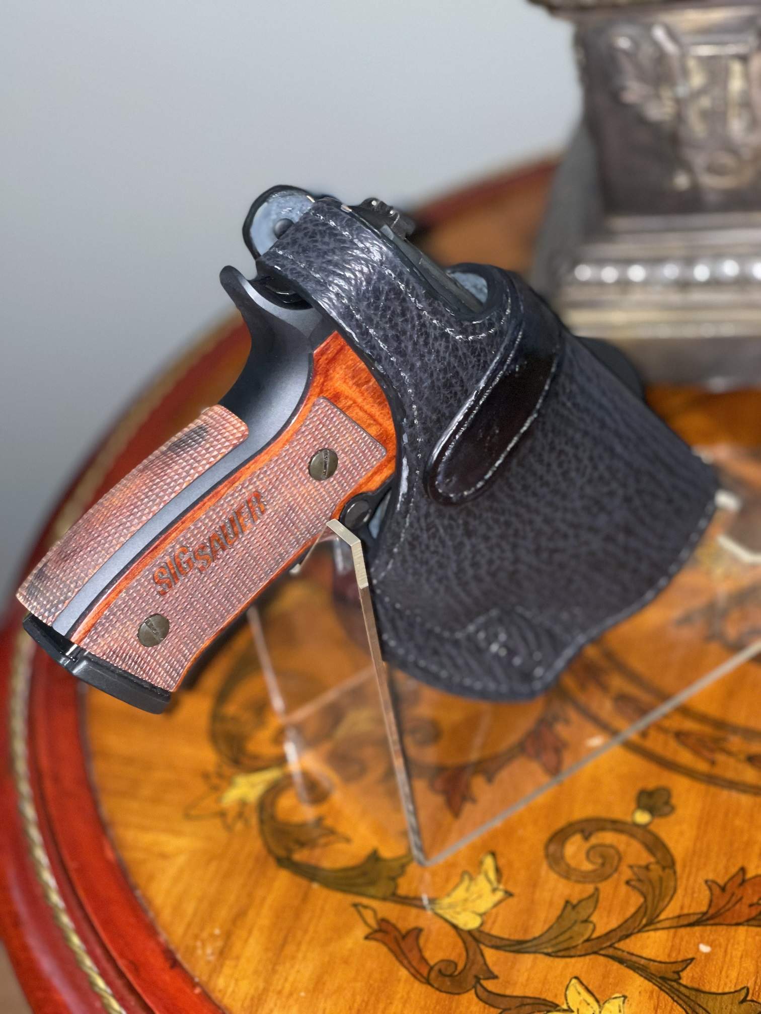 Right View of Sig in a paddle holster
