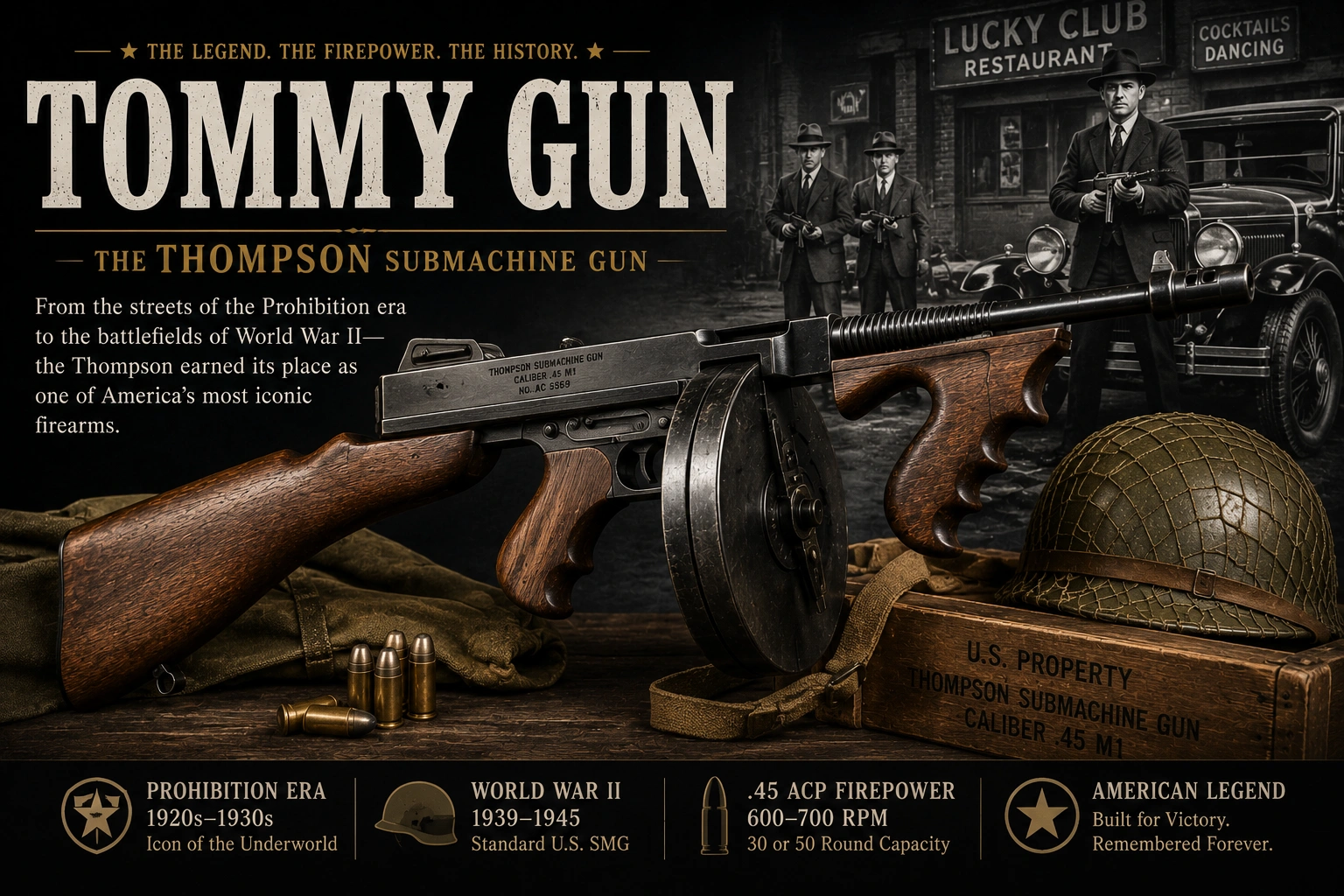 Thompson submachine gun historical reference image