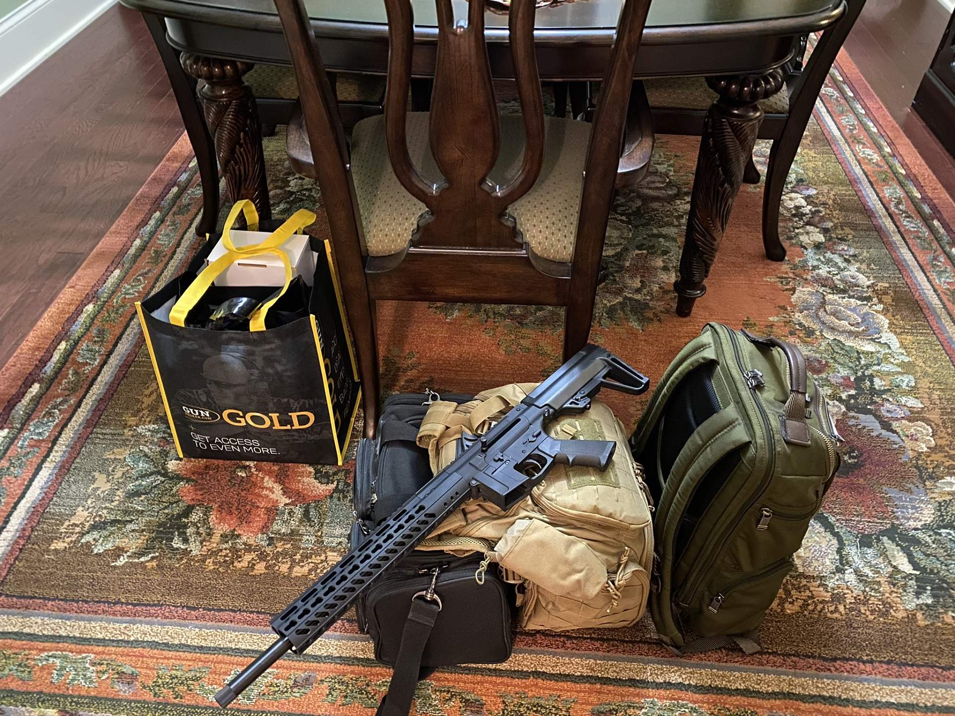 gear packed for trip to the indoor gun range