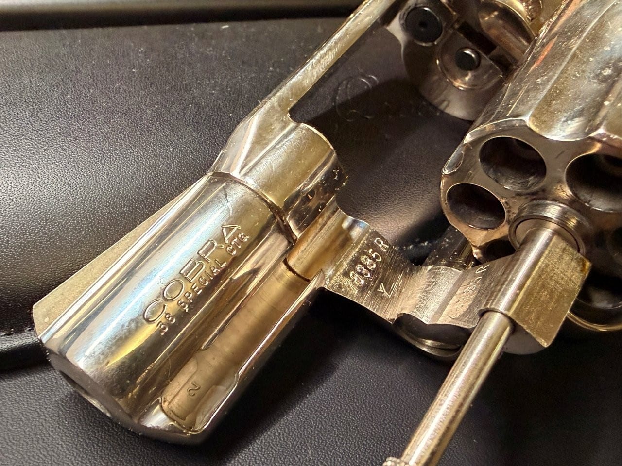 Colt Cobra crane area with cylinder open for serial number lookup