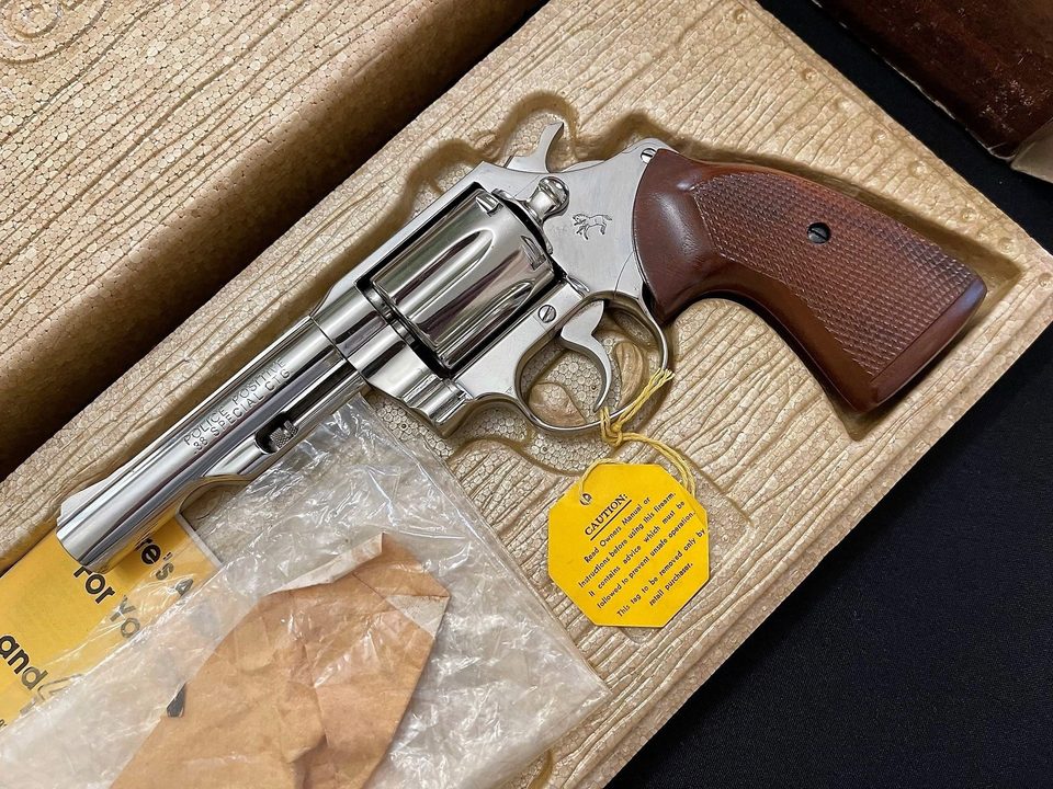 Colt Police Positive revolver shown as the hero image for a collector timeline