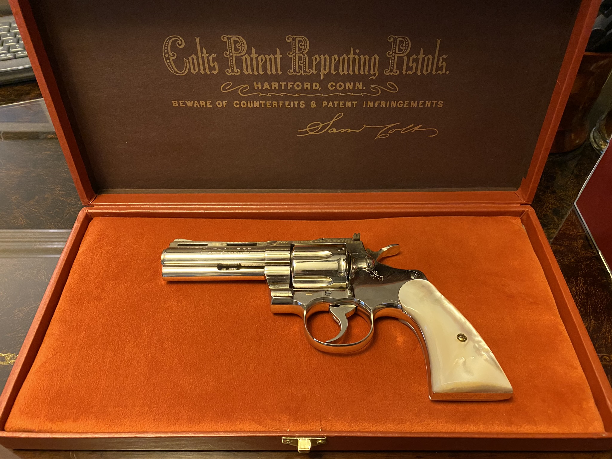Vintage Colt case and 1962 Colt Python