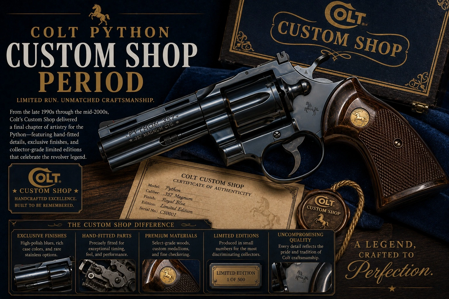 Custom Shop Period Colt Python timeline artwork