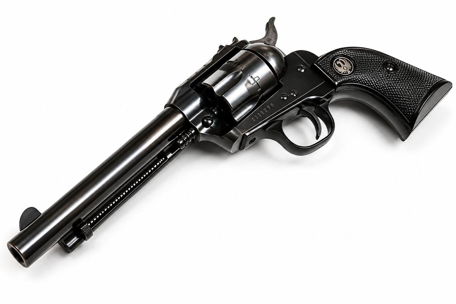 Front three-quarter view of a 1957 Ruger Flat Gate Single-Six revolver
