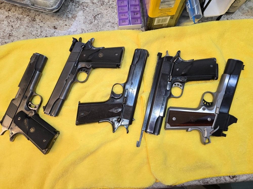 Taylor Colt displayed with other pistols from the family collection