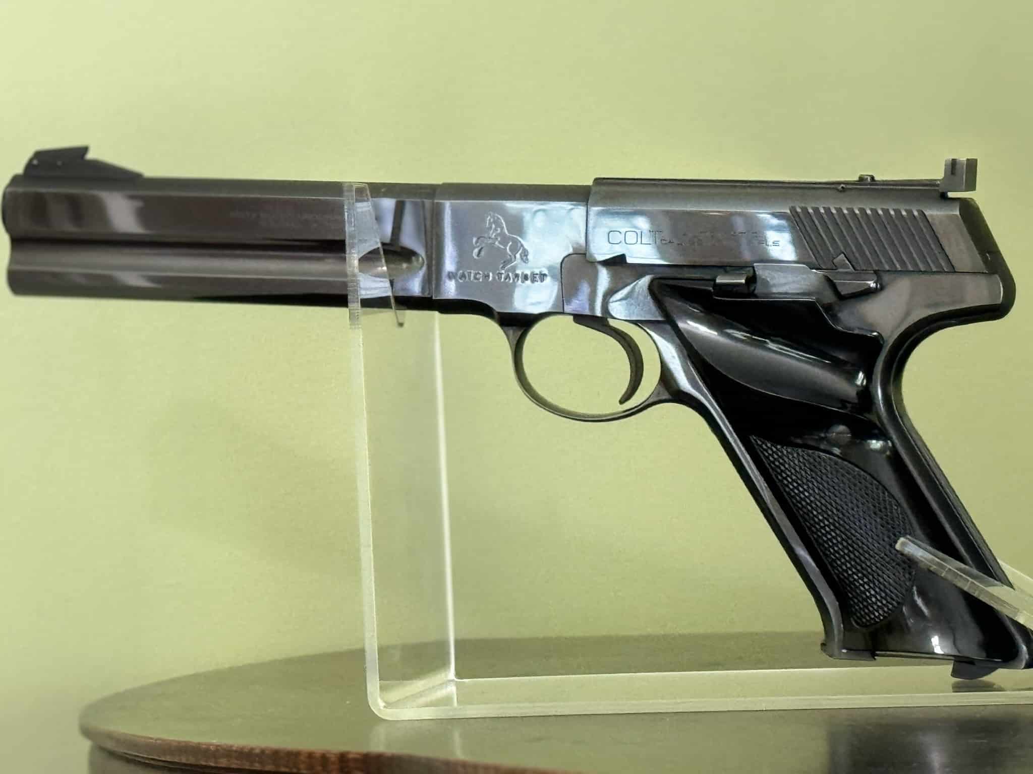 Colt Woodsman Match Target pistol used for serial number identification