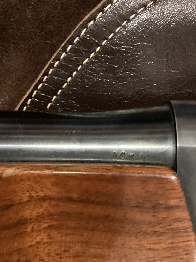 Close-up of MOD. and adjacent markings on Gary’s Remington 1100 barrel