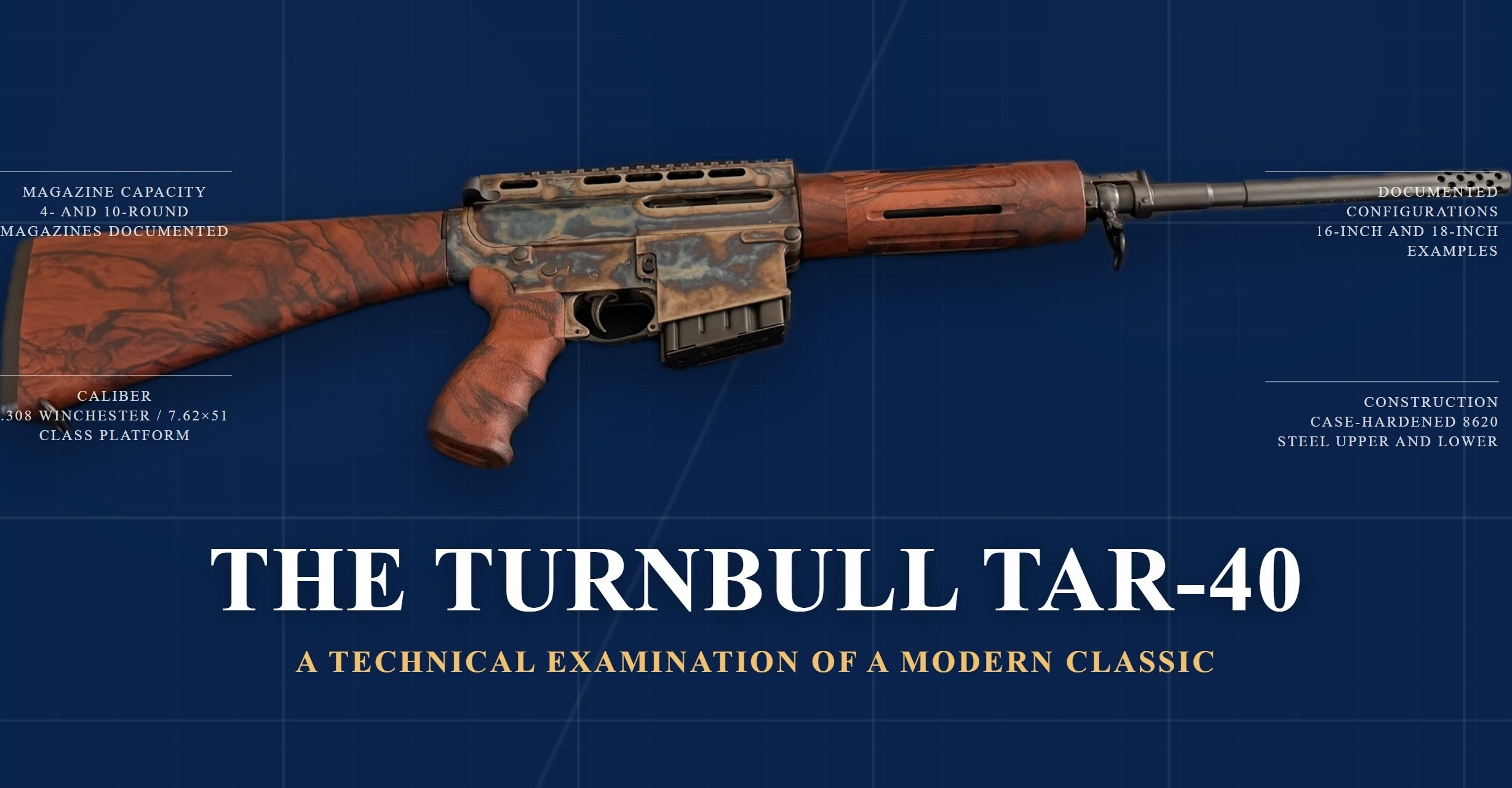 Turnbull TAR-40 rifle on blueprint blue background